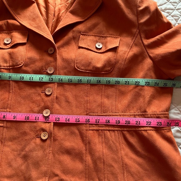 Orange faux suede blazer. - Picture 7 of 8
